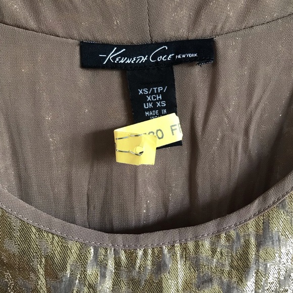 Kenneth Cole Gold Leaf Racer Back Tank Top Shimmer - Picture 3 of 8